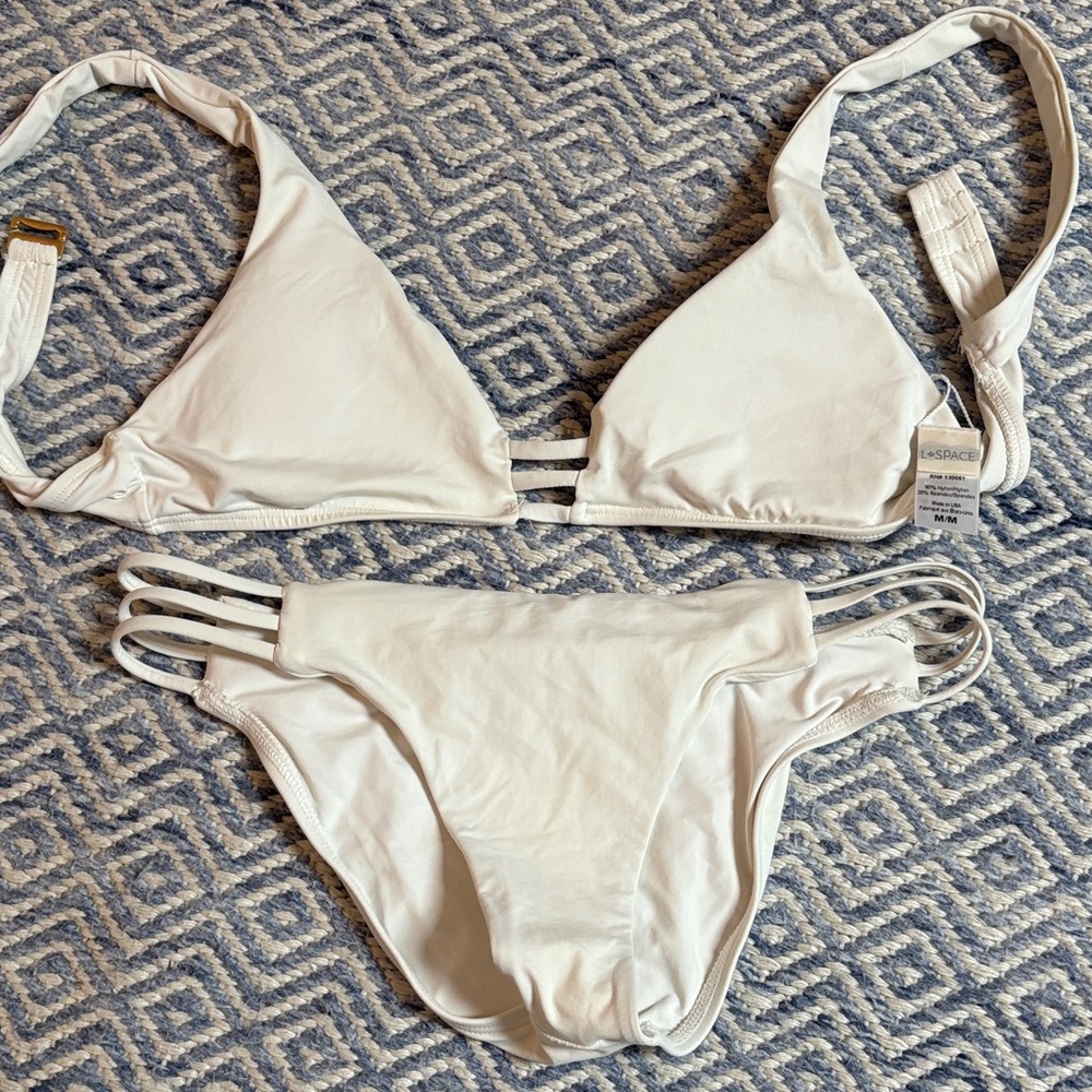 L*Space White Bikini Set m top small bottom
